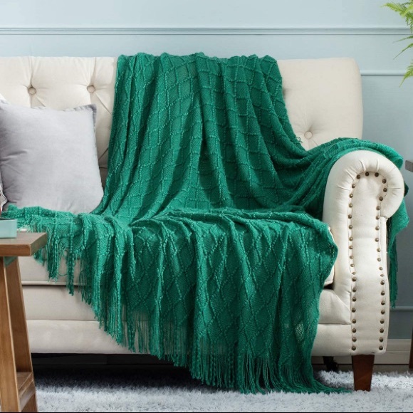 Light Purple Colorful Home/Dorm Tassel Knit Throw Cozy Fringe Patterned Blanket - Picture 15 of 16